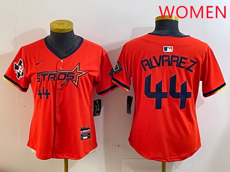 Women Houston Astros #44 Alvarez Orange Three generations Joint Name 2025 Nike MLB Jersey style 4101